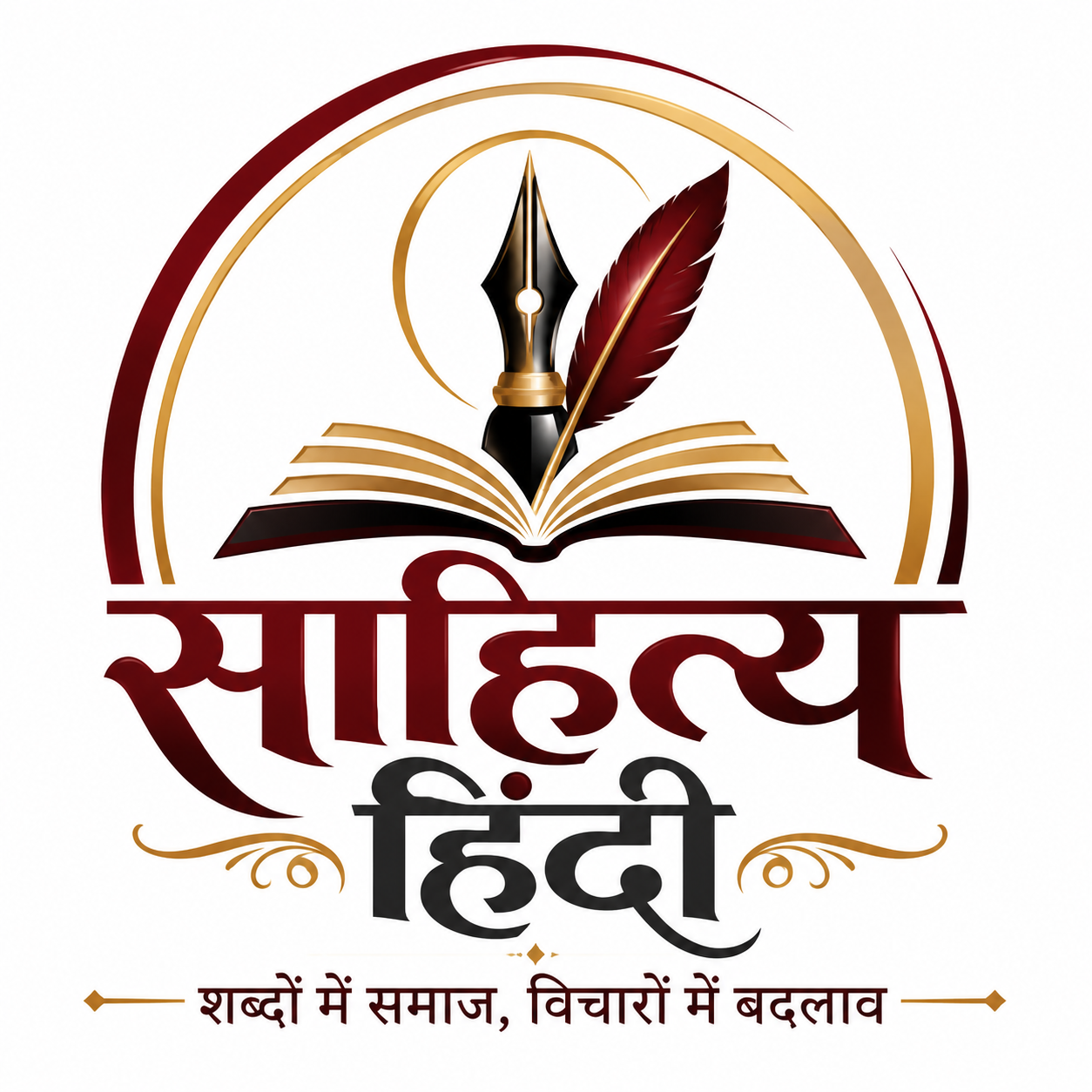 Sahitya Hindi logo - Hindi literature website with book and pen symbol